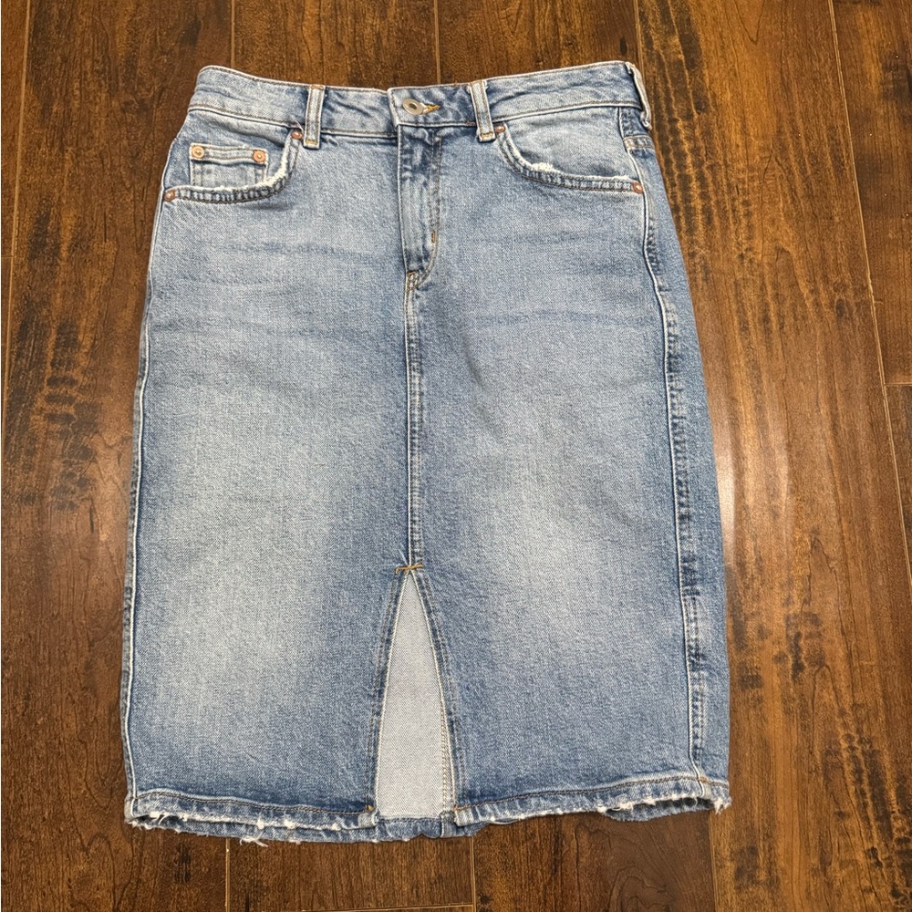 Pilcro and the Letterpress by Anthropologie Midi Jean Skirt Size 0